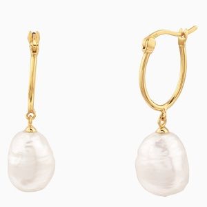 Mejuri Organic Pearl Hoop Earrings